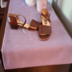 Elegant Brown Sandals Bally Croc Leather With Peek Toe. NARROW width.